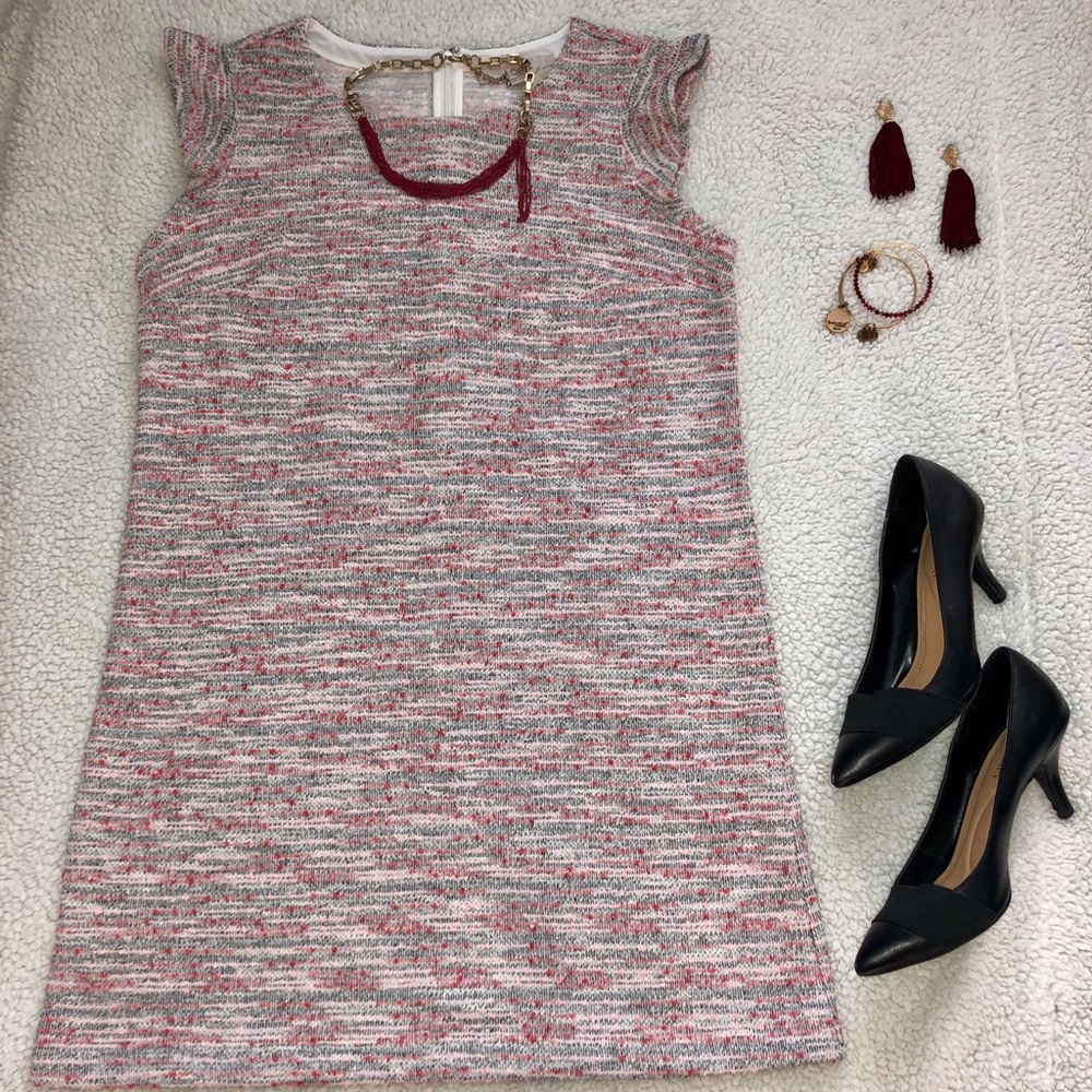 NWT LOFT Petite Shift Dress with Ruffle Sleeves
